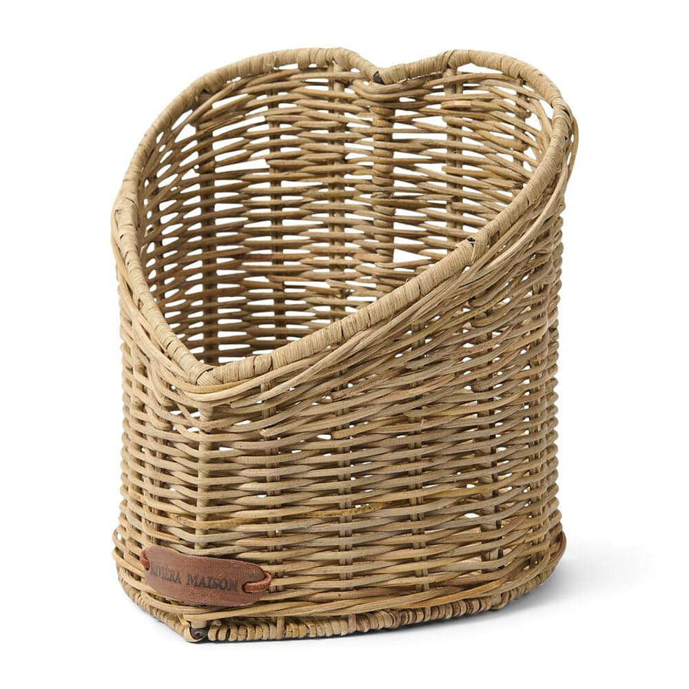 Rustic Rattan Heart Utensil Holder