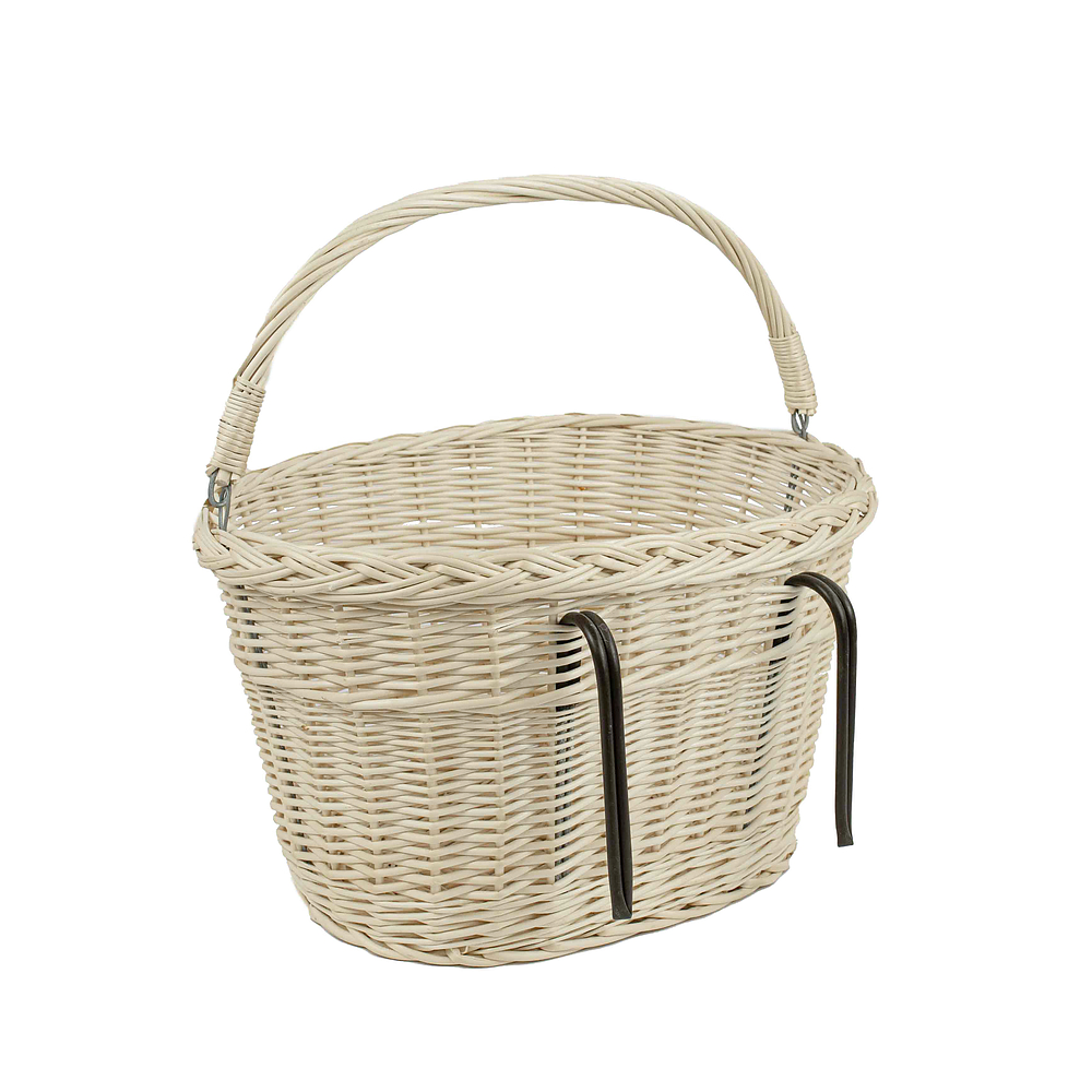 Ovaler Fahrradkorb aus Weide, gerade, weiß W1909