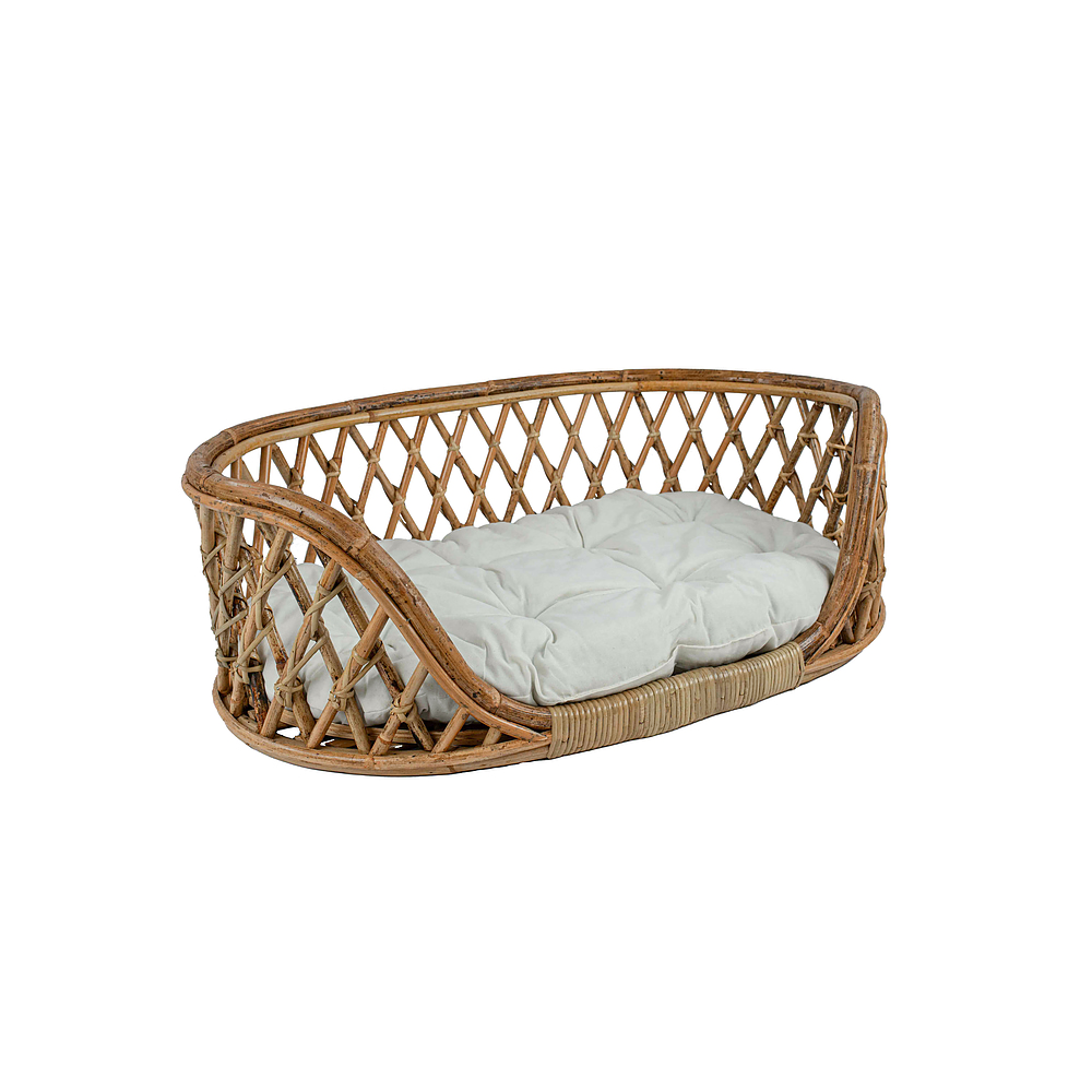 Rotan hondenmand ovaal 82x53x30 cm met kussen
