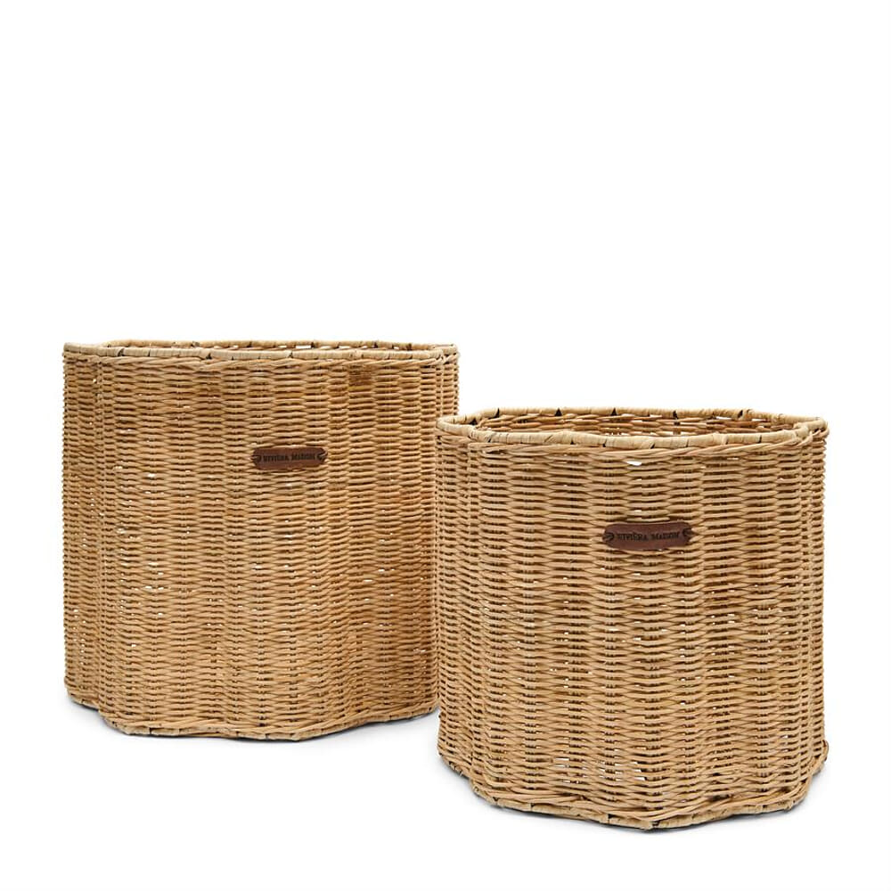 Rustic Rattan Blossom Basket Set of 2