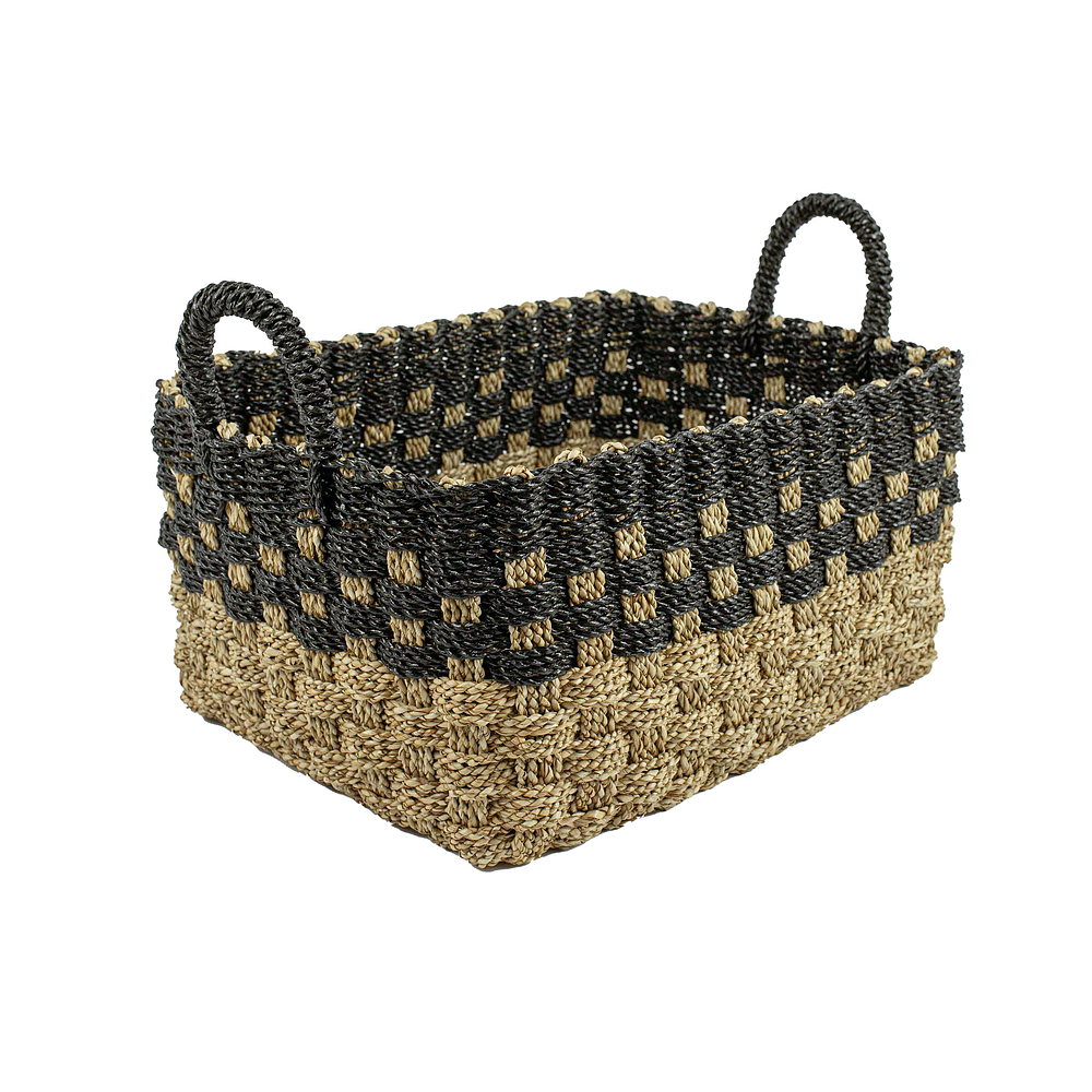 Opbergmand rechthoek naturel - zwart