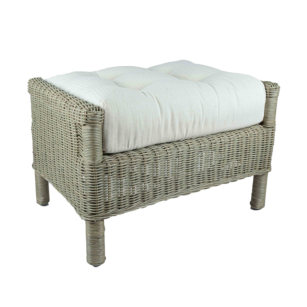 Florida voetenbank grijs pitriet met kussen