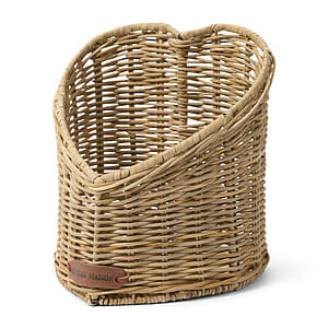 Rustic Rattan Heart Utensil Holder