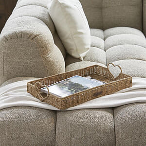 Rustic Rattan Happy Heart Tray51x30