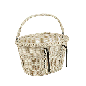 Ovaler Fahrradkorb aus Weide, gerade, weiß W1909