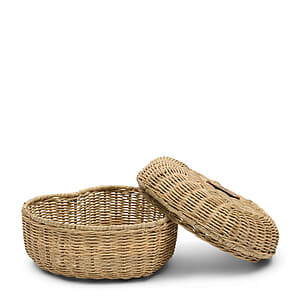 Rustic Rattan Heart Storage Basket