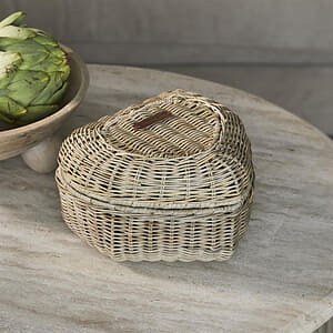 Rustic Rattan Heart Storage Basket