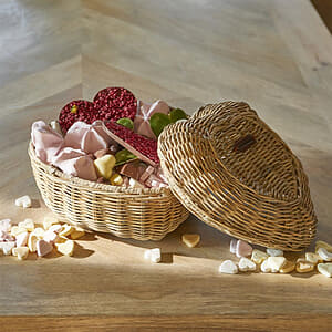 Rustic Rattan Heart Storage Basket