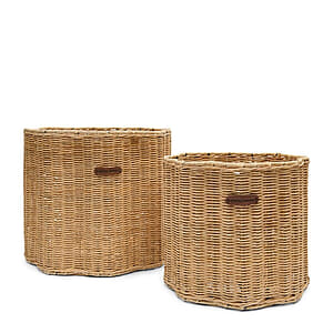Rustic Rattan Blossom Basket Set of 2