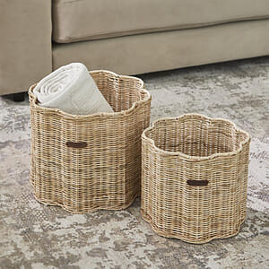 Rustic Rattan Blossom Basket Set of 2