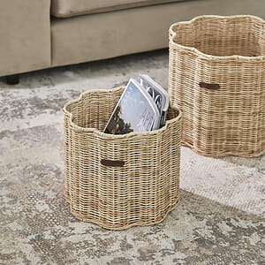 Rustic Rattan Blossom Basket Set of 2