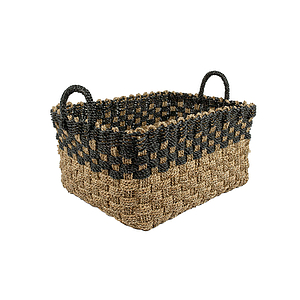 Opbergmand rechthoek naturel - zwart