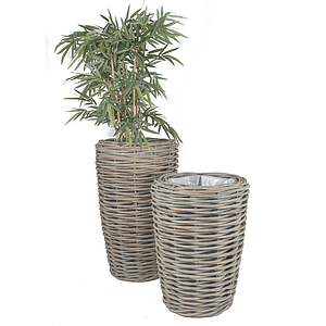Rotan plantenzuil L - grijs