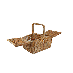 Picknickmand rotan naturel, deksel naar buiten open