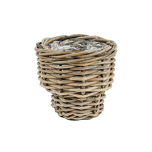 Pflanzenkorb aus grauem Rattan Kubu, Ø 17 cm und Ø 21 cm