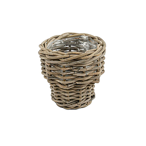 Pflanzenkorb aus grauem Rattan Kubu, Ø 17 cm und Ø 21 cm