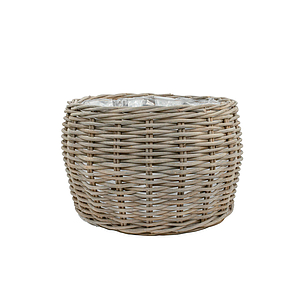 Großer Rattan-Pflanzkorb CL grau