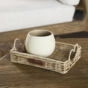 Rustic Rattan Happy Heart Mini Tray