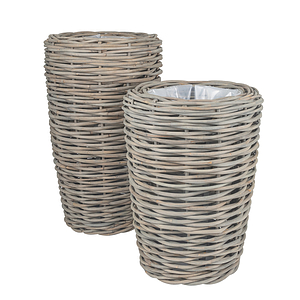 Rattan-Pflanzens&auml;ule M - grau