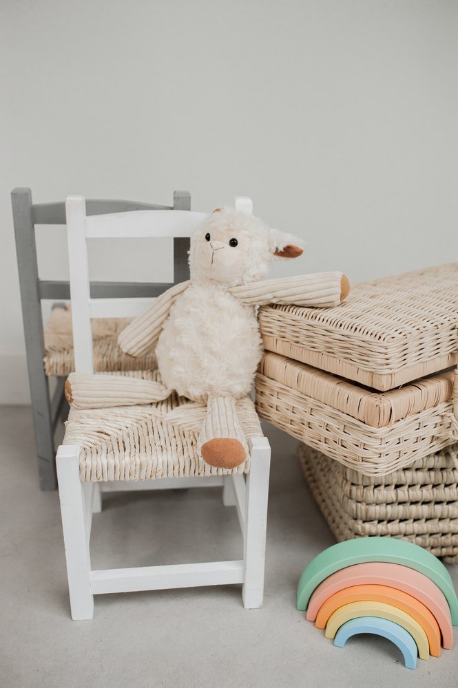 La Vannerie d'Aujourd'hui - Tabouret bas pour enfant en bois et paille