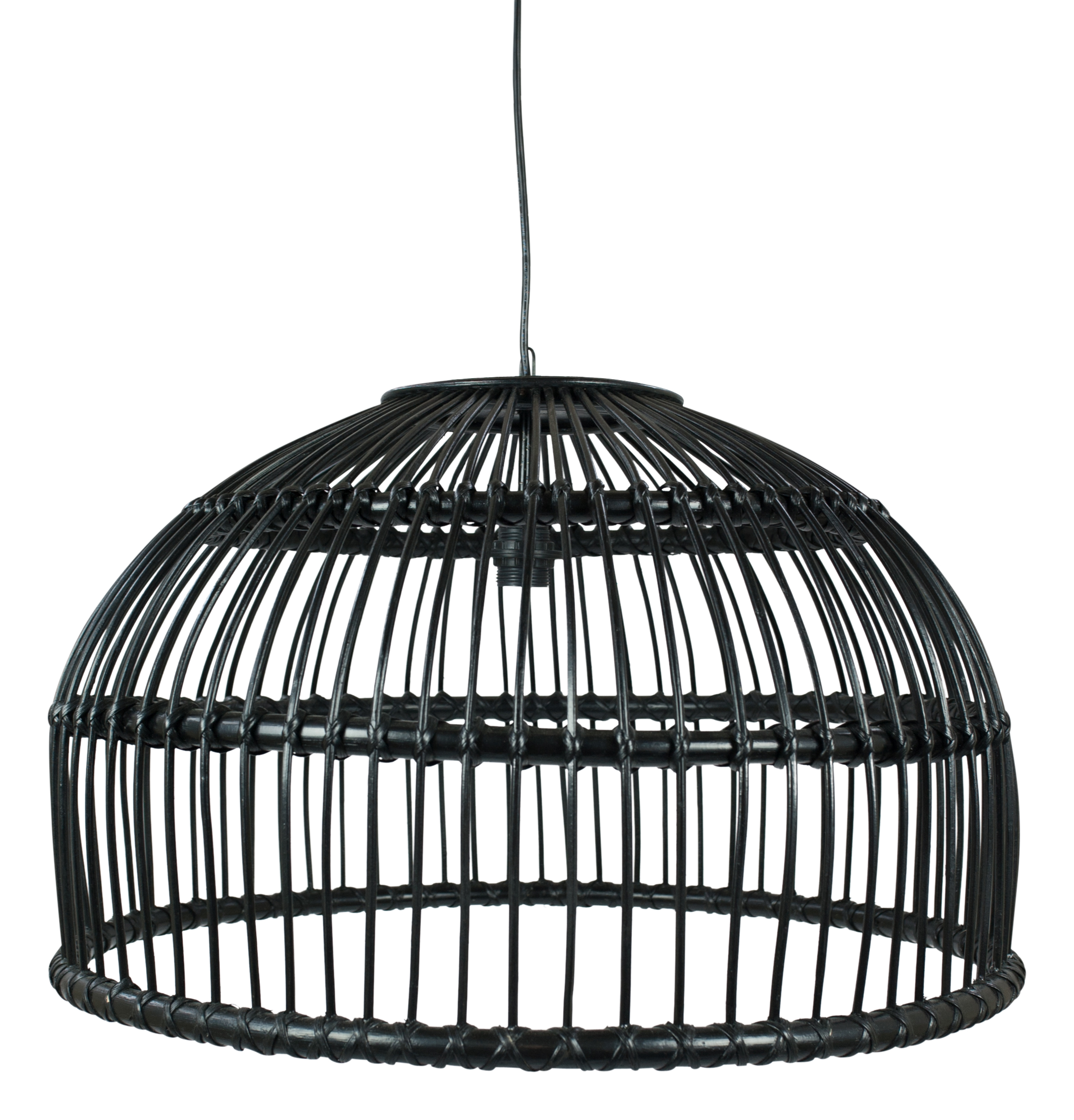 Lampe pendante en rotin noir