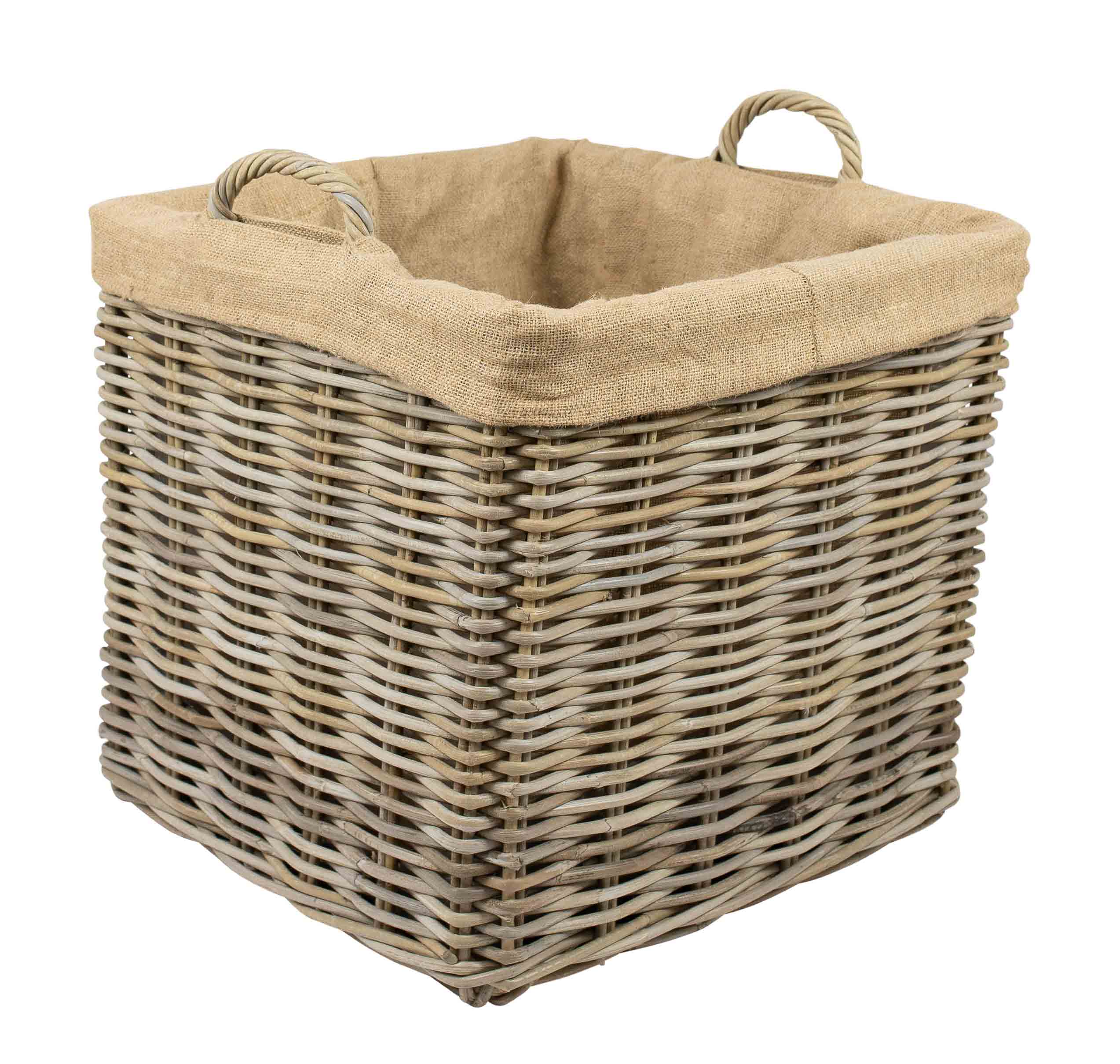 Holzkorb jute Rattan grau