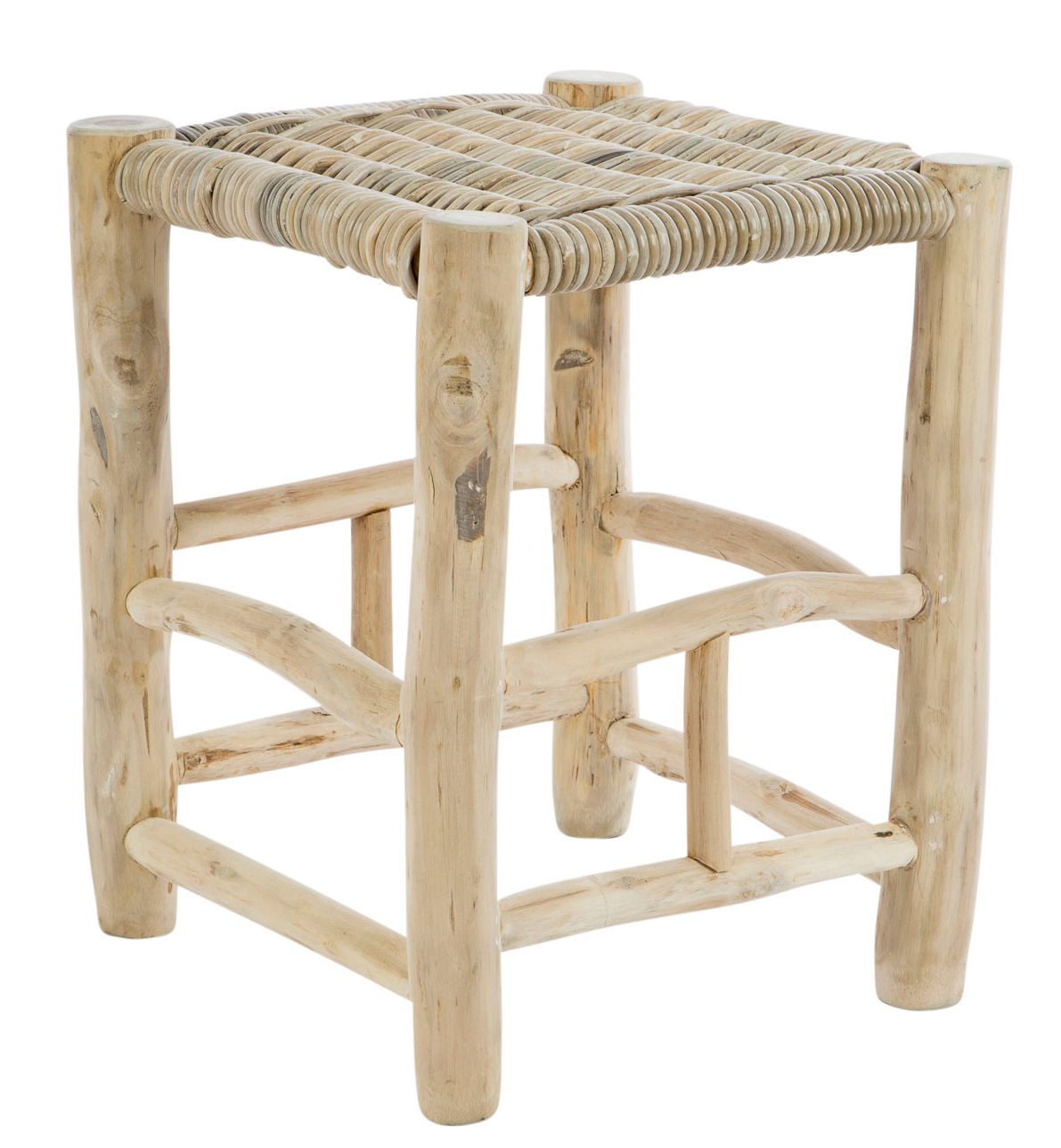 Tabouret en rotin teck