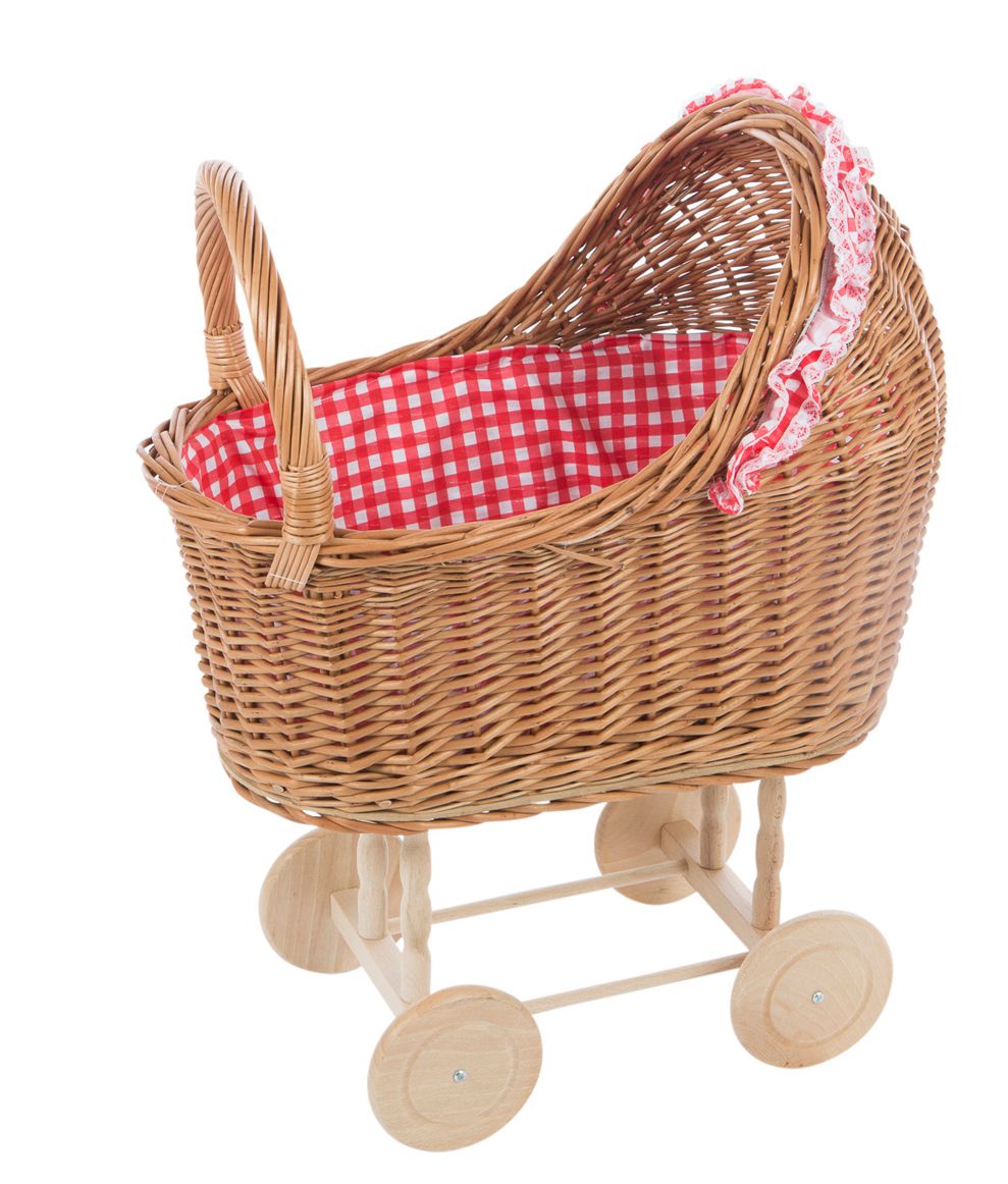 Rieten poppenwagen