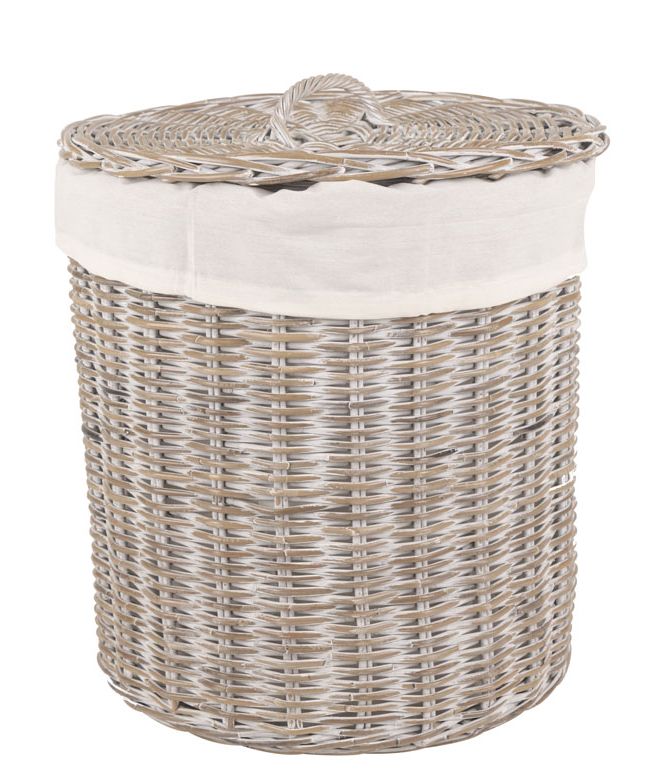 Rattan Wäschekorb white Wash