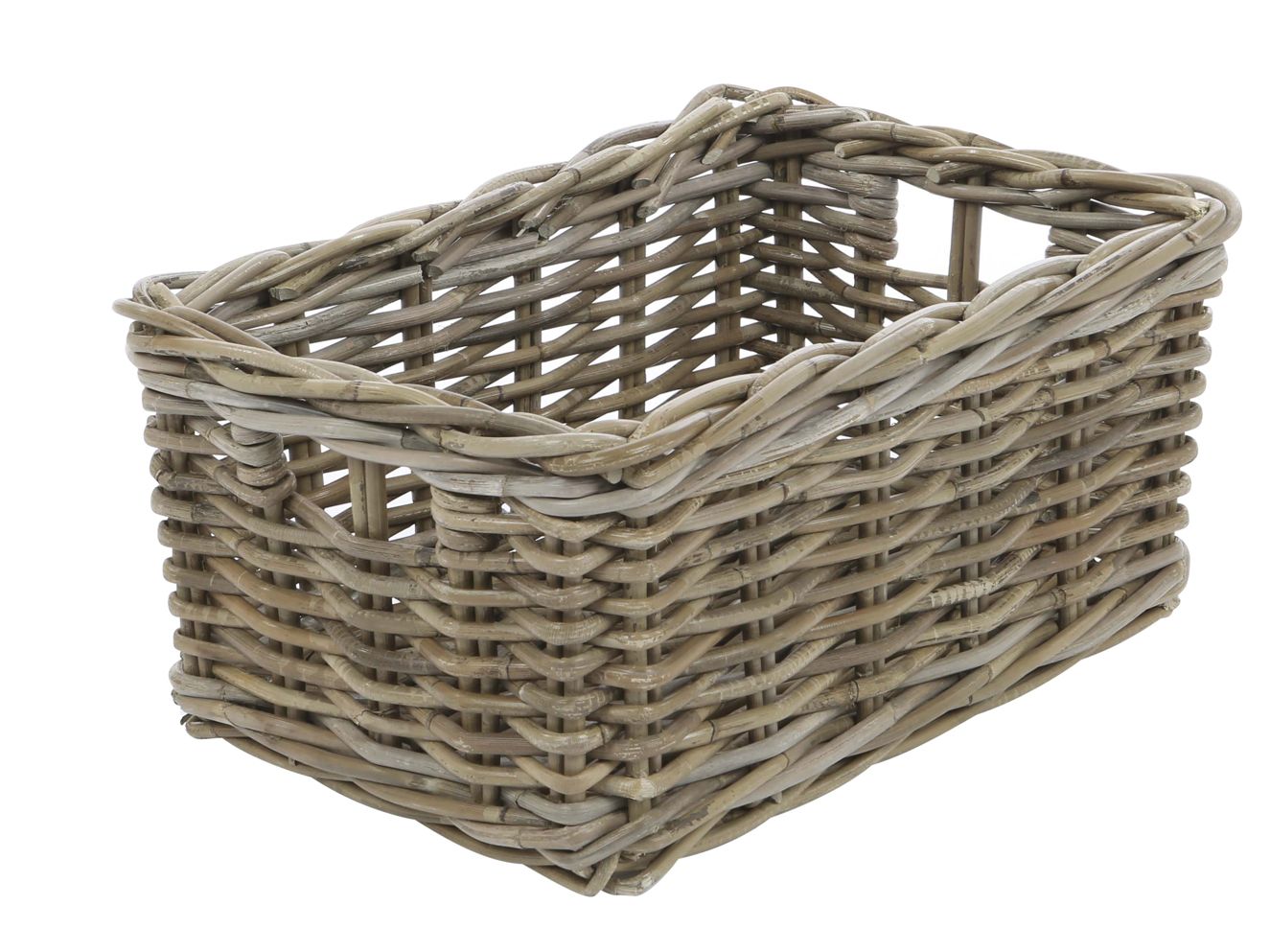 Regalkorb Rattan Grau 40x30x20 cm