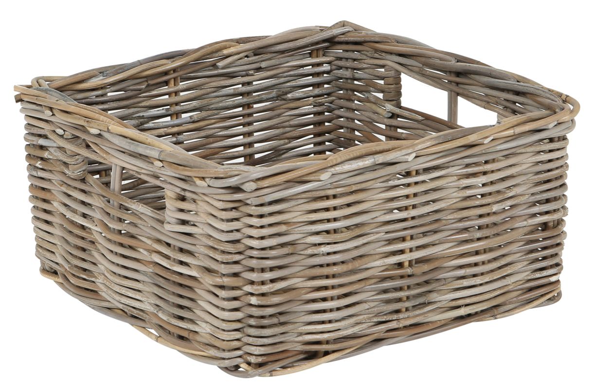 Regalkorb Rattan grau 40x40x20 cm