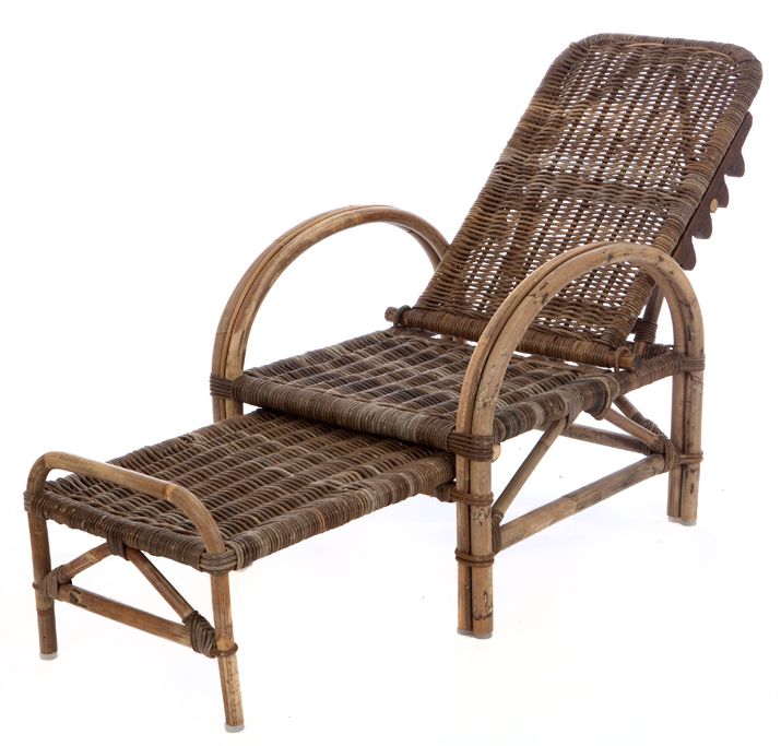 Liegestuhl Rattan grau 